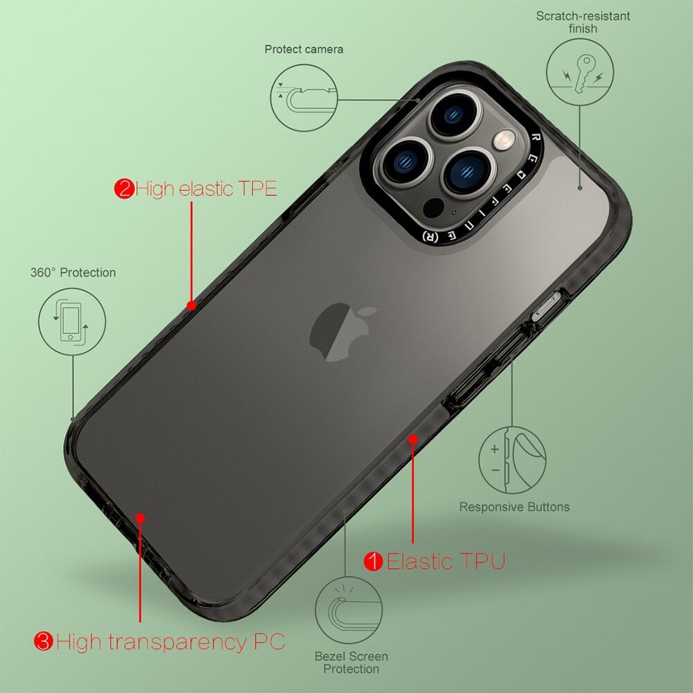 Redefine Candy Color Frame Shockproof Cover Case for iPhone 14 Pro - Black - Image 3