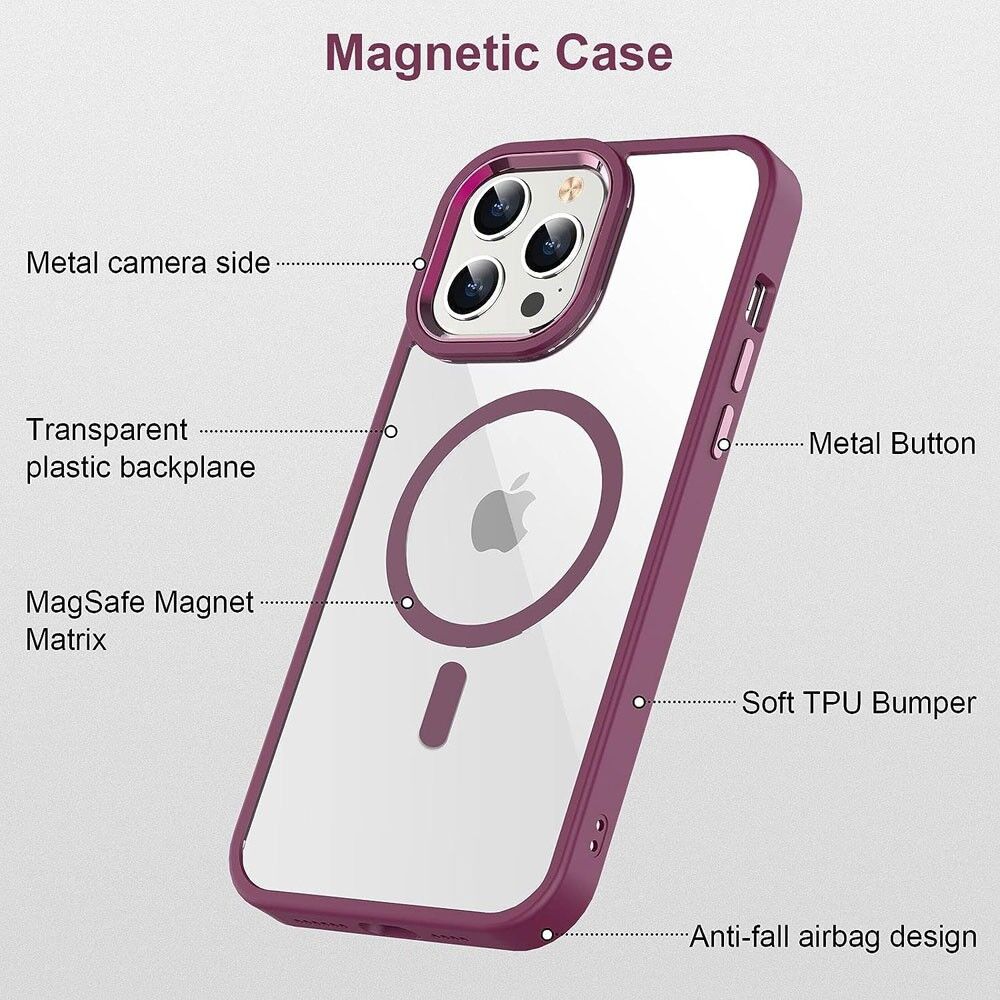 Redefine Metal Camera Lens Magnetic Transparent Magsafe Case for iPhone 15 – Black - Image 7